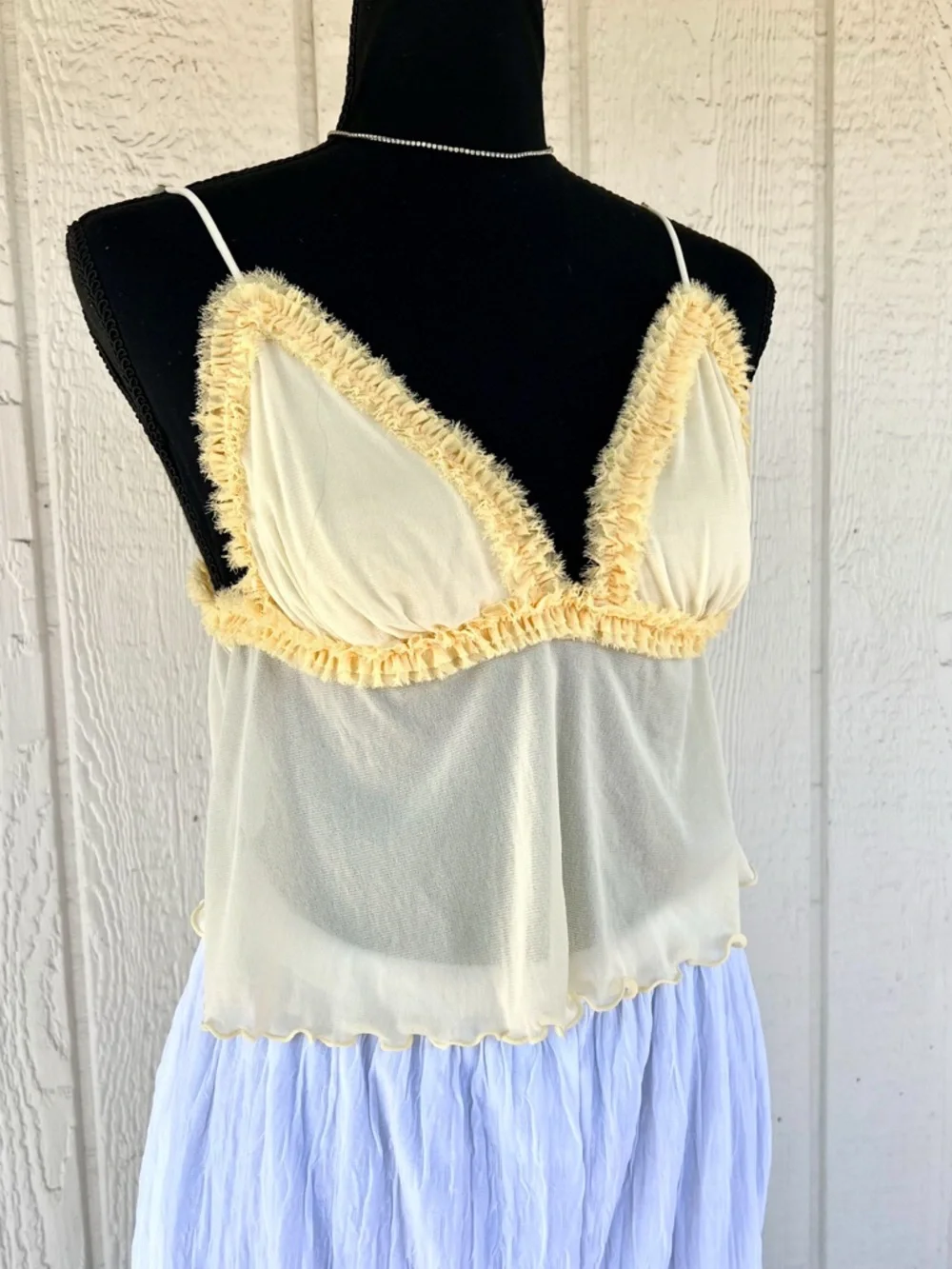 Urban Outfitters Out From Under Yellow Sheer Cami Medium Babydoll Tank - Picture 2 of 5